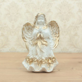 Сувенир Ангел Девочка в платье (белый с золотом) (Гипс)