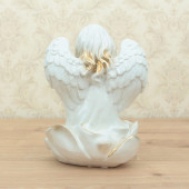 Сувенир Ангел в розе (белый с золотом) (Гипс)