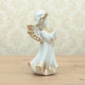 Сувенир Ангел с ромашками (белый с золотом) (Гипс)