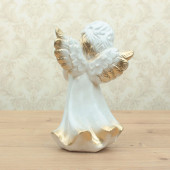 Сувенир Ангел с ромашками (белый с золотом) (Гипс)