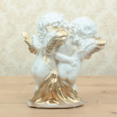 Сувенир Ангел Поцелуй в щёчку (белый с золотом) (Гипс)