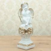 Сувенир Ангел на шаре (белый с золотом) (Гипс)