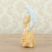 Сувенир Ангел Девочка в платье (белый с золотом рис.жёлтым) (Гипс)