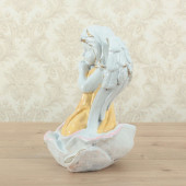 Сувенир Ангел в розе (белый с золотом рис.жёлтым) (Гипс)