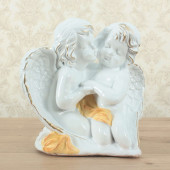 Сувенир Ангел пара крыло (белый с золотом рис.жёлтым) (Гипс)