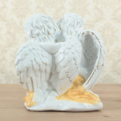 Сувенир Ангел пара крыло (белый с золотом рис.жёлтым) (Гипс)